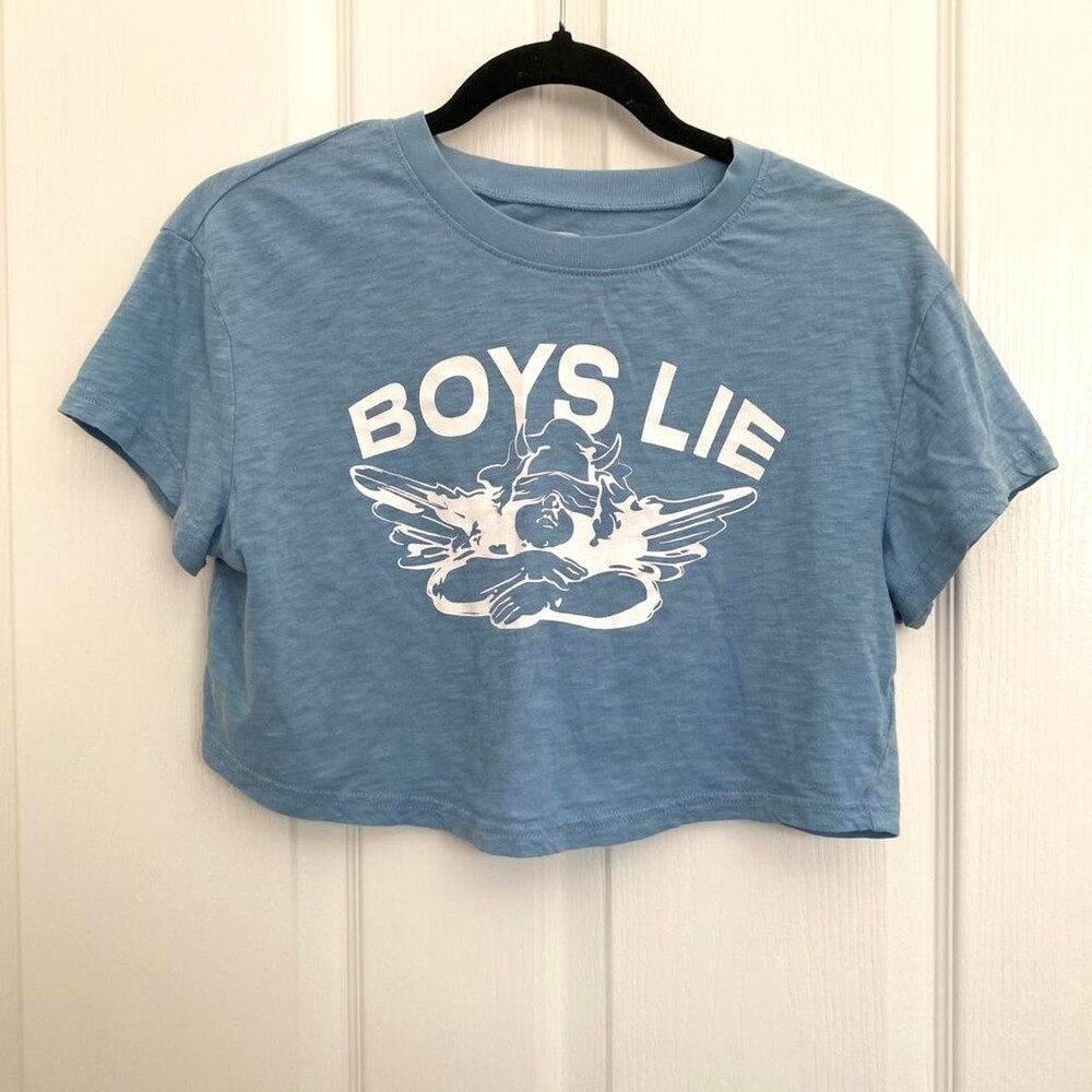 Boys Lie Women's Blue Crop-top